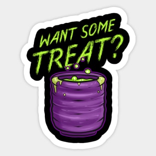 Want Some Treat Pot Of Green Witch Tea Slime Halloween Sticker